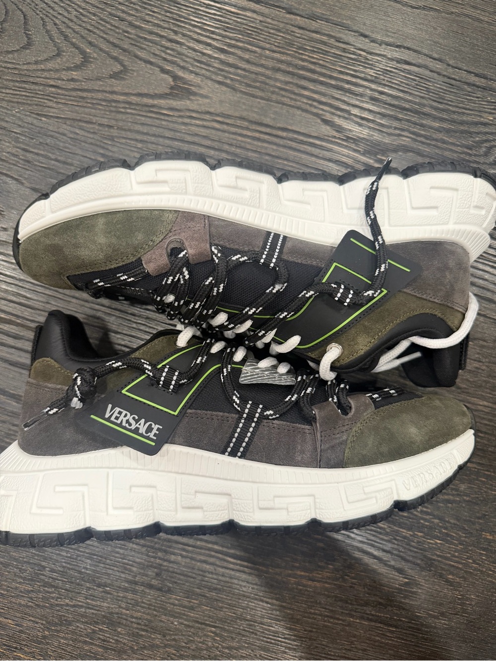 Versace Men's Suede & Leather Black Medusa Head Sneakers Shoes mens size 41
